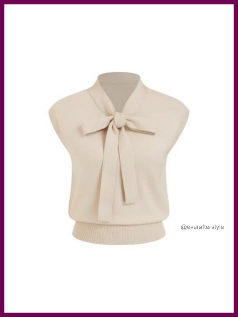 Women's Sweater Vest Bow Tie Cap Sleeve Trendy Fall Knit Top Cropped